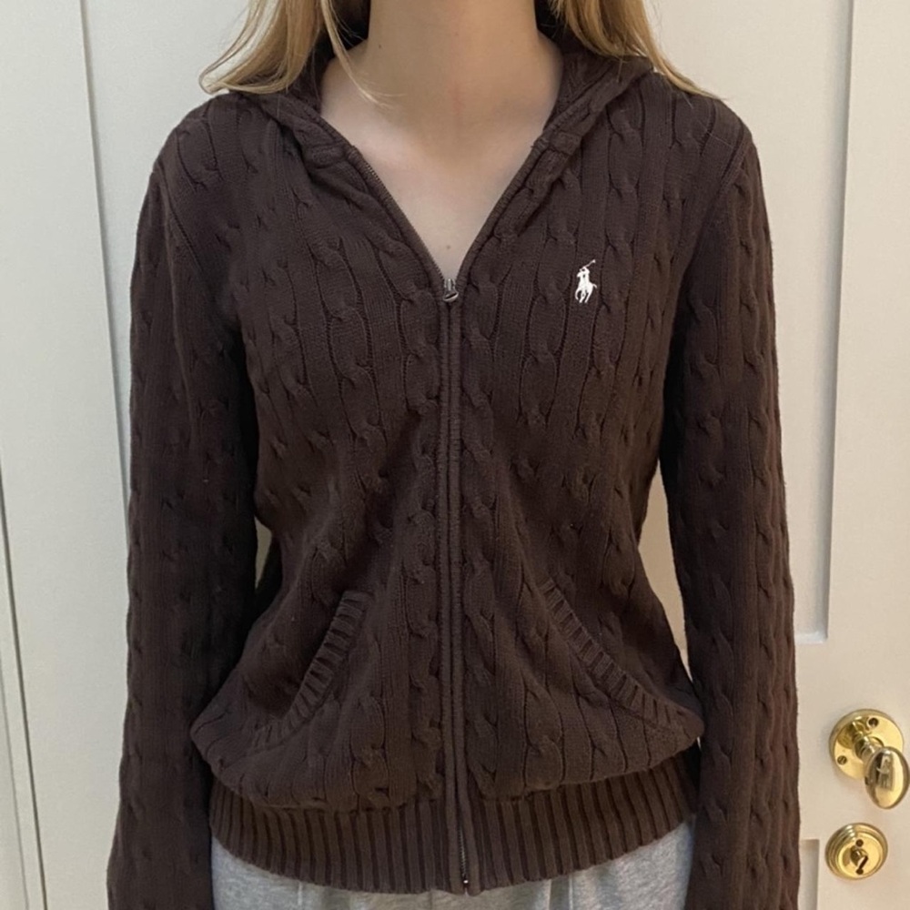 Ralph Lauren Zip Up Cardigan Brown